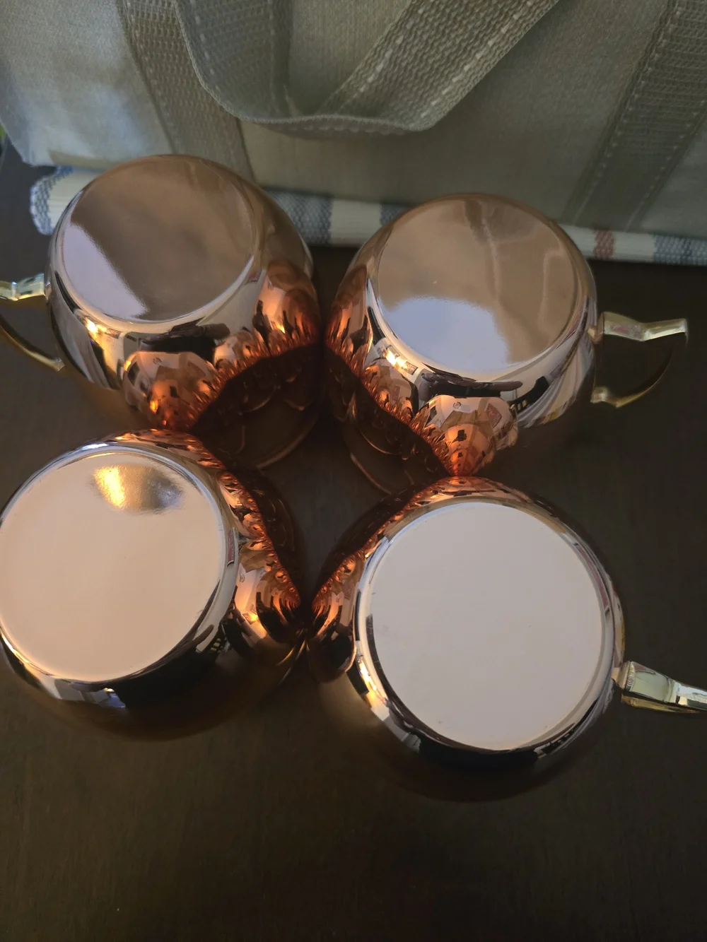 Copper Moscow Mule Mugs with Gold Handles - Set of 4 - Picture 4 of 5
